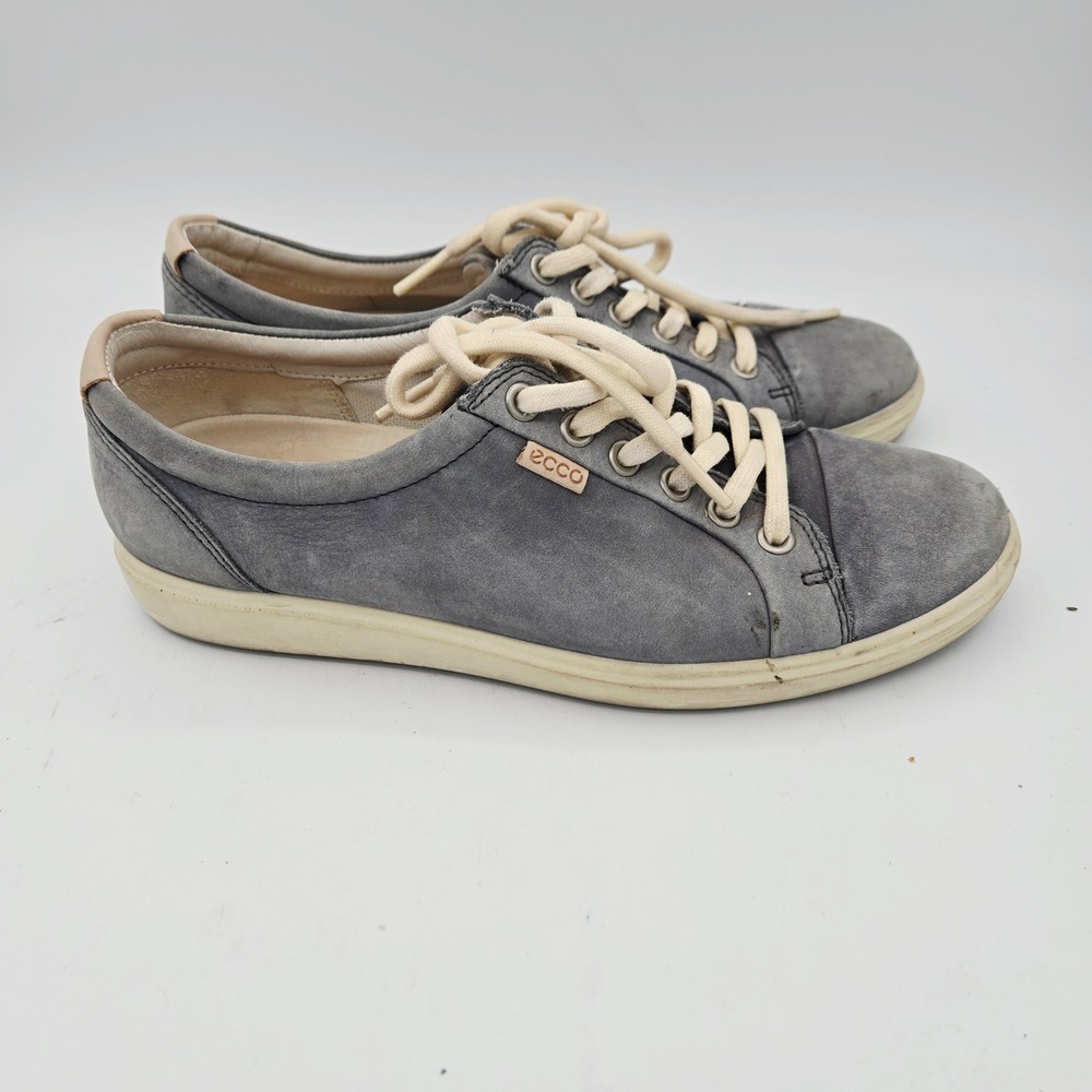 ECCO Gray Suede Lace Up Sneakers Women Size 7 EU 38